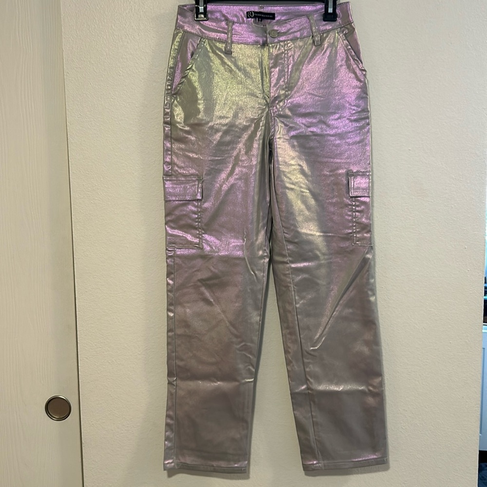 The triple S pants! SHINY, soft, & stretchy! Size 8 — could fit a size M/L